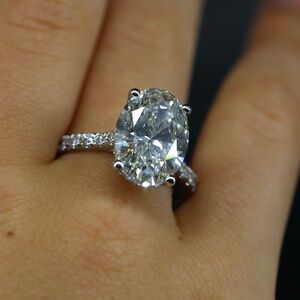 5.03 Carat Oval Lab-Grown Diamond Engagement Ring with Hidden Halo – 14K White G